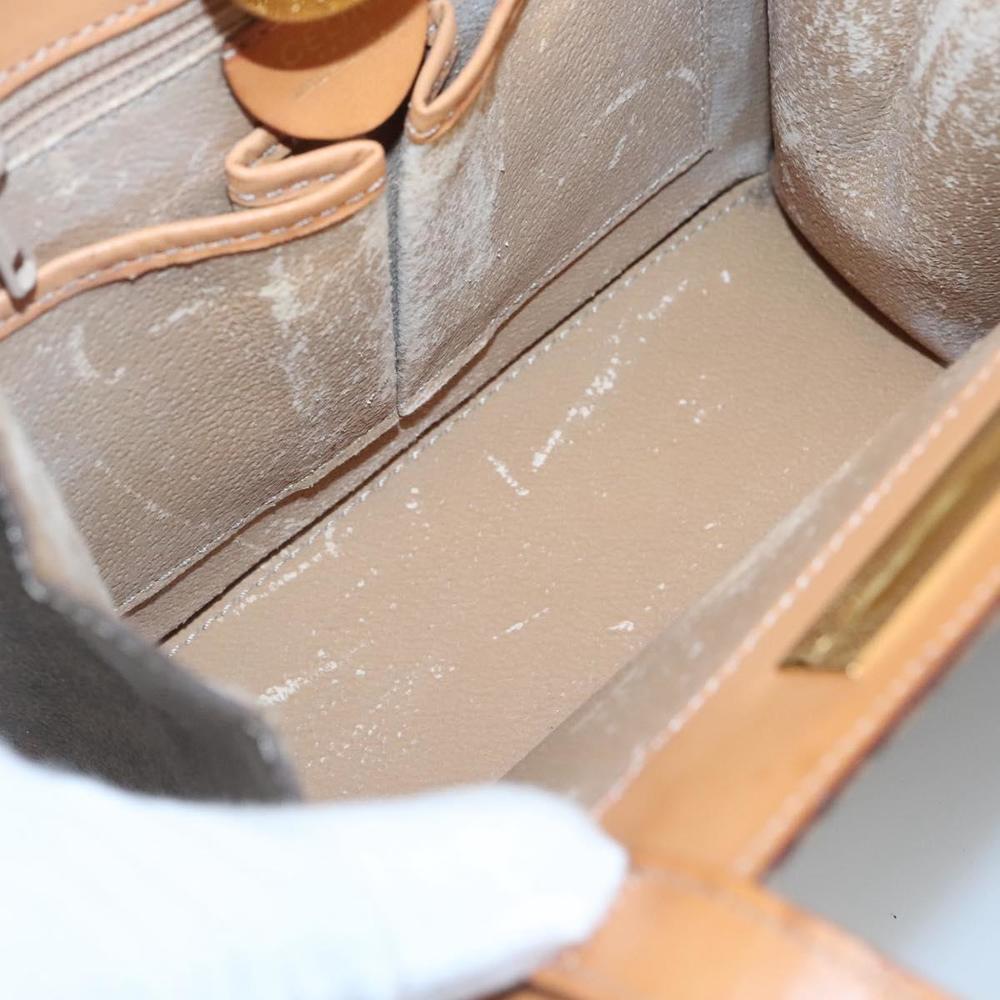 CELINE Macadam Canvas Hand Bag PVC Leather 2way Brown Gold Auth MX358 - Picture 10 of 16